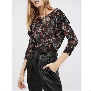 Free People Ruffled Floral Blouse Top